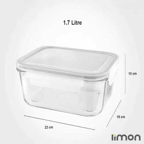 ظرف شیشه ای مستطیل 17 لیتر لیمون