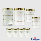 سرویس 8 پارچه کمر باریک خطی سفید طلایی یونیک UN-4596
