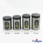 ظرف حبوبات در 4 سایز پنجره دار استیل یونیک UN-5990