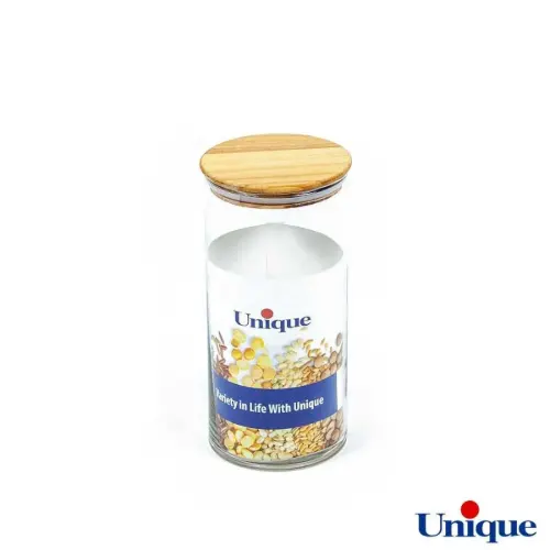 بانکه حبوبات شیشه ای درب چوبی 1200 یونیک UN-1272