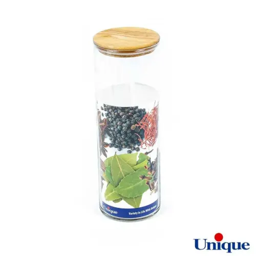 بانکه حبوبات شیشه ای درب چوبی 1800 یونیک UN-1270