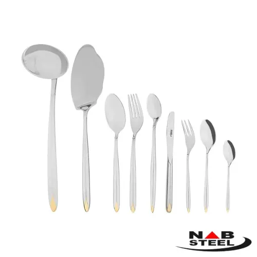 خرید سرویس قاشق و چنگال پالرمو دور طلایی ناب استیل 116 پارچه