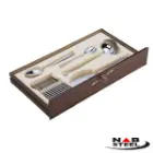 سرویس 116 پارچه قاشق چنگال ناب استیل طرح پالرمو با لبه طلایی
