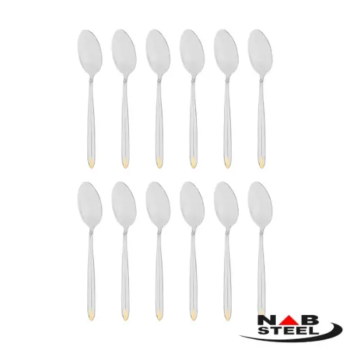 سرویس قاشق چنگال 12 نفره ناب استیل پالرمو دورطلایی