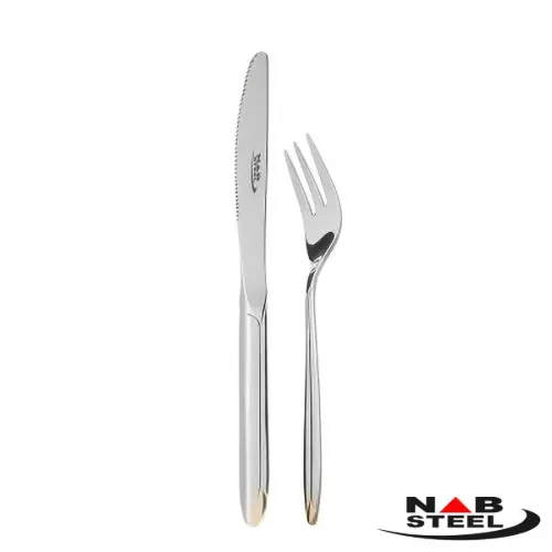 طراحی سرویس قاشق چنگال 86 پارچه ناب استیل پالرمو دورطلایی