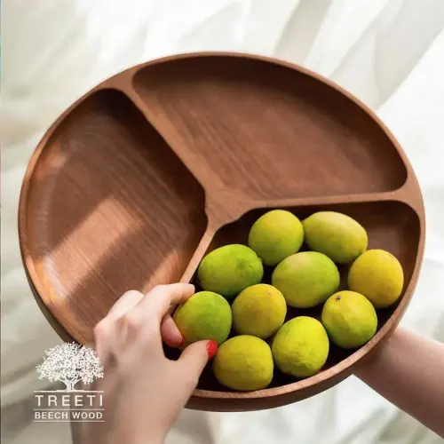 اردورخوری چوبی گرد سه خانه تیریتی راش بزرگ