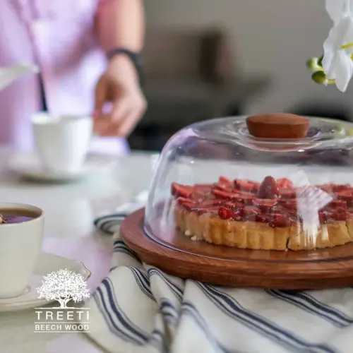 ظرف کیک چوبی با درب شیشه ای تیریتی بزرگ B 3312