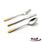 سرویس 128 پارچه ناب استیل مدل فلورانس با جعبه کادویی (دور طلایی)