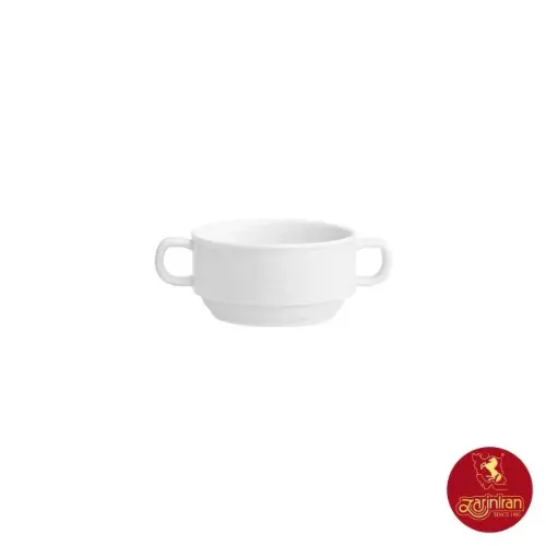 چینی زرین پیاله دسته دار سایز 10 (سوپ خوری) سفید هتلی