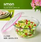 ظرف شیشه ای گرد دربدار ۲ لیتری لیمون