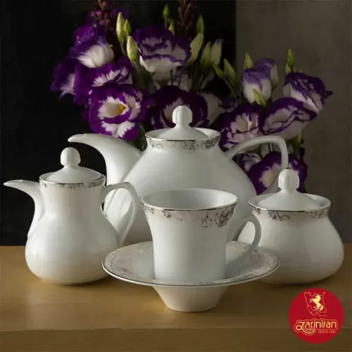 سرویس چای خوری چینی زرین شهرزاد طرح کلودیا پلاتینی یک انتخاب بی نظیر