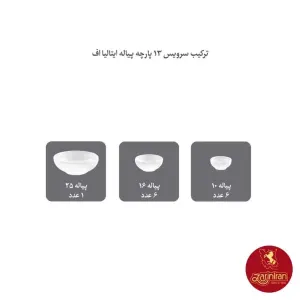 ترکیب سرویس پیاله چینی زرین طرح ماربل 13 پارچه