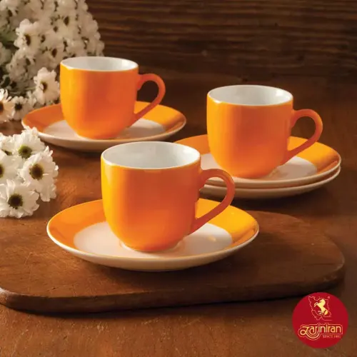 سرویس 12 پارچه قهوه خوری چینی زرین ایتالیا اف طرح نارنج