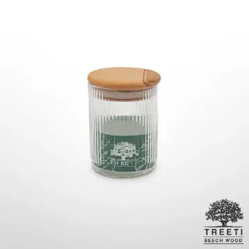 بانکه ادویه تیریتی G5106 شیشه ای با درب چوبی قطر 6 ارتفاع 8 تارا