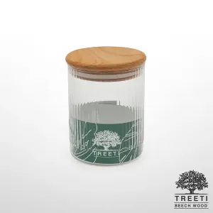 بانکه ادویه تیریتی G5108 شیشه ای با درب چوبی قطر 8 ارتفاع 10 تارا