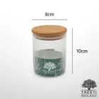 بانکه ادویه تیریتی G5108 شیشه ای با درب چوبی قطر 8 ارتفاع 10 تارا