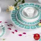 سرویس چینی زرین نئوکلاسیک طرح آرتمیس فیروزه ای 12 نفره
