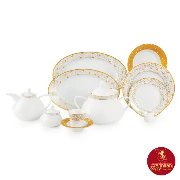 چینی زرین سرویس 12 نفره شهرزاد طرح ژئومتریکال طلایی