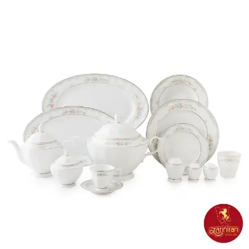 چینی زرین سرویس 12 نفره نئوکلاسیک طرح گلاریس