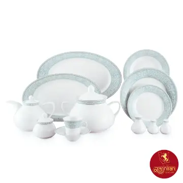 قیمت چینی زرین سرویس 12 نفره شهرزاد طرح ورونا فیروزه ای