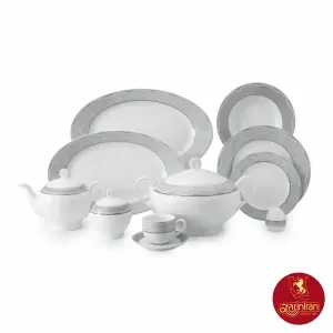 چینی زرین سرویس 12 نفره ایتالیا اف طرح ایزابل پلاتینی