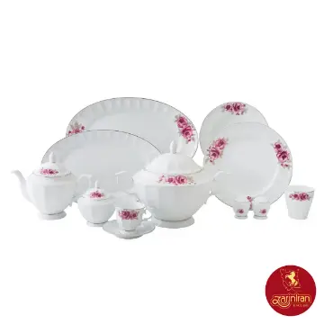 قیمت و خرید سرویس 12 نفره چینی زرین نئوکلاسیک طرح رز گاردن