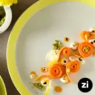 بشقاب تخت چینی زرین فرم اس پاستل لیمویی سایز 15