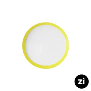 بشقاب تخت چینی زرین فرم اس پاستل لیمویی سایز 21