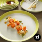 بشقاب تخت چینی زرین فرم اس پاستل لیمویی سایز 24