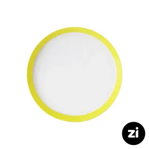 بشقاب تخت چینی زرین فرم اس پاستل لیمویی سایز 27