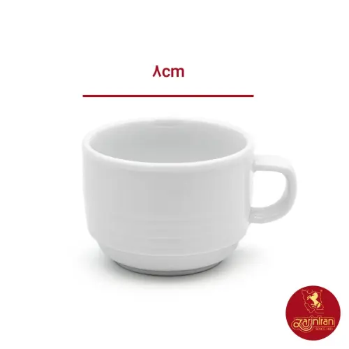 چینی زرین فنجان 8 (چای خوری) سفید هتلی