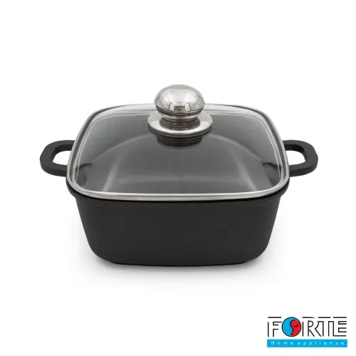 قابلمه سایز 20 پیرکس چهارگوش دایکاست مشکی فورته
