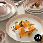 بشقاب تخت چینی زرین فرم اس پاستل صورتی سایز 33