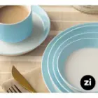 بشقاب تخت چینی زرین فرم اس پاستل آبی سایز 15