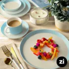 بشقاب تخت چینی زرین فرم اس پاستل آبی سایز 18