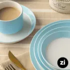 بشقاب تخت چینی زرین فرم اس پاستل آبی سایز 18