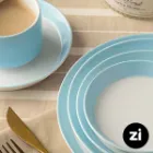 بشقاب تخت چینی زرین فرم اس پاستل آبی سایز 24