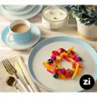 بشقاب تخت چینی زرین فرم اس پاستل آبی سایز 30