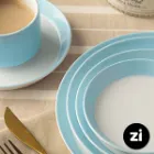 بشقاب تخت چینی زرین فرم اس پاستل آبی سایز 33