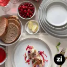 بشقاب تخت چینی زرین فرم اس پاستل طوسی سایز 18