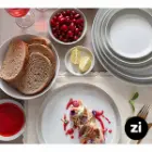 بشقاب تخت چینی زرین فرم اس پاستل طوسی سایز 21