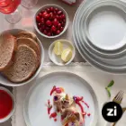 بشقاب تخت چینی زرین فرم اس پاستل طوسی سایز 30