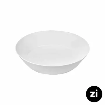 بشقاب گود چینی زرین فرم اس سفید سایز 19