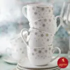 سرویس 12 پارچه چای خوری چینی زرین طرح کامومیلا