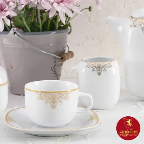 خرید چینی زرین سرویس 12 پارچه چای خوری کواترو مونت کارلو طلایی