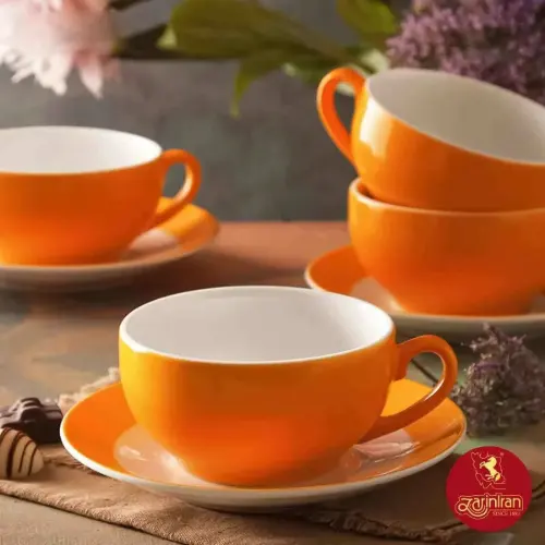 فنجان و نعلبکی کاپوچینو، لاته چینی زرین طرح نارنج
