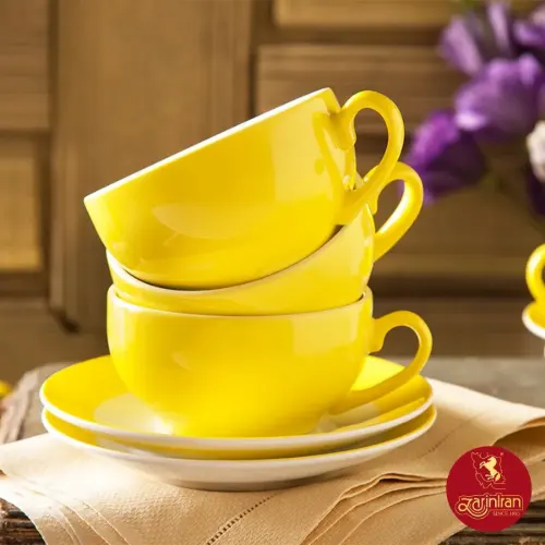 فنجان و نعلبکی کاپوچینو، لاته چینی زرین طرح آفتاب