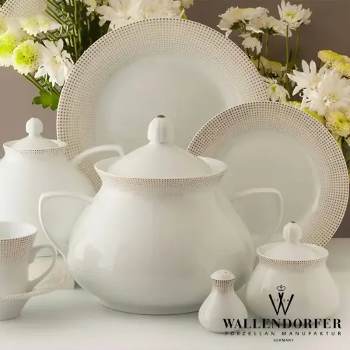 ویژگی های سرویس چینی والندورفر Wallendorfer شهرزاد طرح مریدین طلایی 12 نفره