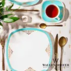 خرید سرویس چینی والندورفر Wallendorfer کواترو طرح آرمیتاژ فیروزه ای 12 نفره