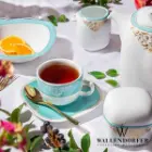 فنجان سرویس چینی والندورفر Wallendorfer کواترو طرح آرمیتاژ فیروزه ای 12 نفره